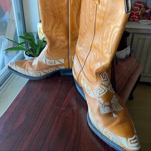Tan Cowboy Boots Mexican Print